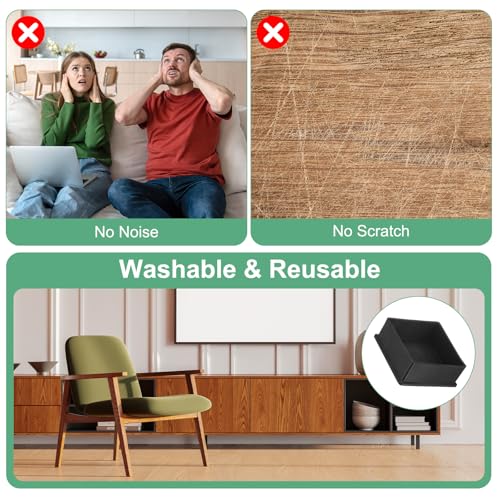 Image of M METERXITY 4-Pack Square Chair Leg Caps, 3 inch (75mm) PVC Chair Leg Floor Protectors for Chairs /Table /Bed, Furniture Feet Covers Cups Non-Slip End Tips