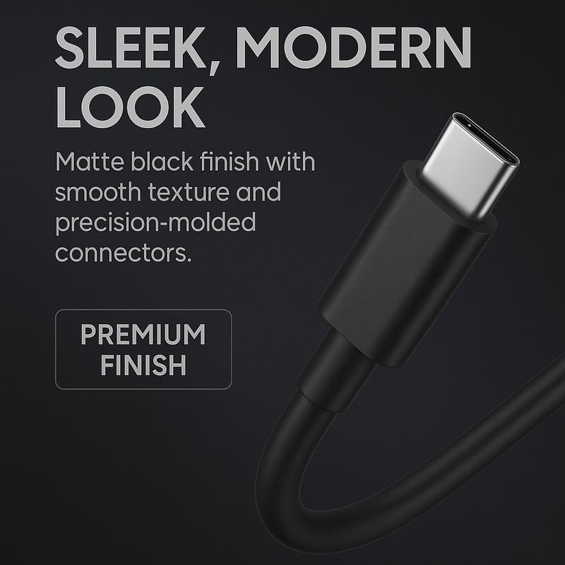 Image of XYKOS Samsung Original 45W Type C to C Charger Cable, Compatible with Samsung Galaxy M17 /F17 /A06, USB-C Data Sync Cord for Tablet, High Speed Durable Tangle Free Quick Charge Power Cable Wire, Black