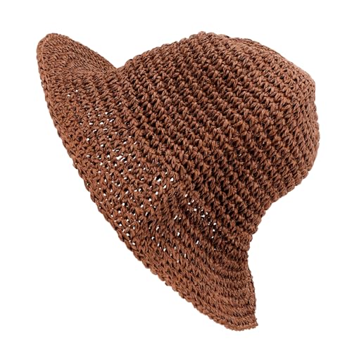 Chapeaux de seau brown anti-coup de soleil en paille souple et légère