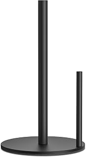 Josmimic Black Stainless Steel Countertop Paper Towel Holder for Kitchen, Pantry, RV - Stable, Easy-Tear Design