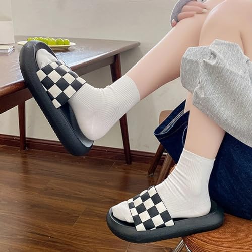 Checkered House Slippers for Women Men Summer Shower Shoes Trendy Comfortable Casual Indoor Home Slipper with Thick Soled Checkerboard Outdoor Beach Slides Non Slip3