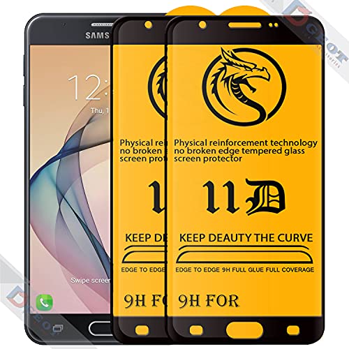 Image of Edge to Edge 11D Tempered Glass Screen Protector for Samsung Galaxy J5 Prime (Black)|With Easy Installation Kit|Impact Absorb|Full Adhesive Glass (Pack Of 2)