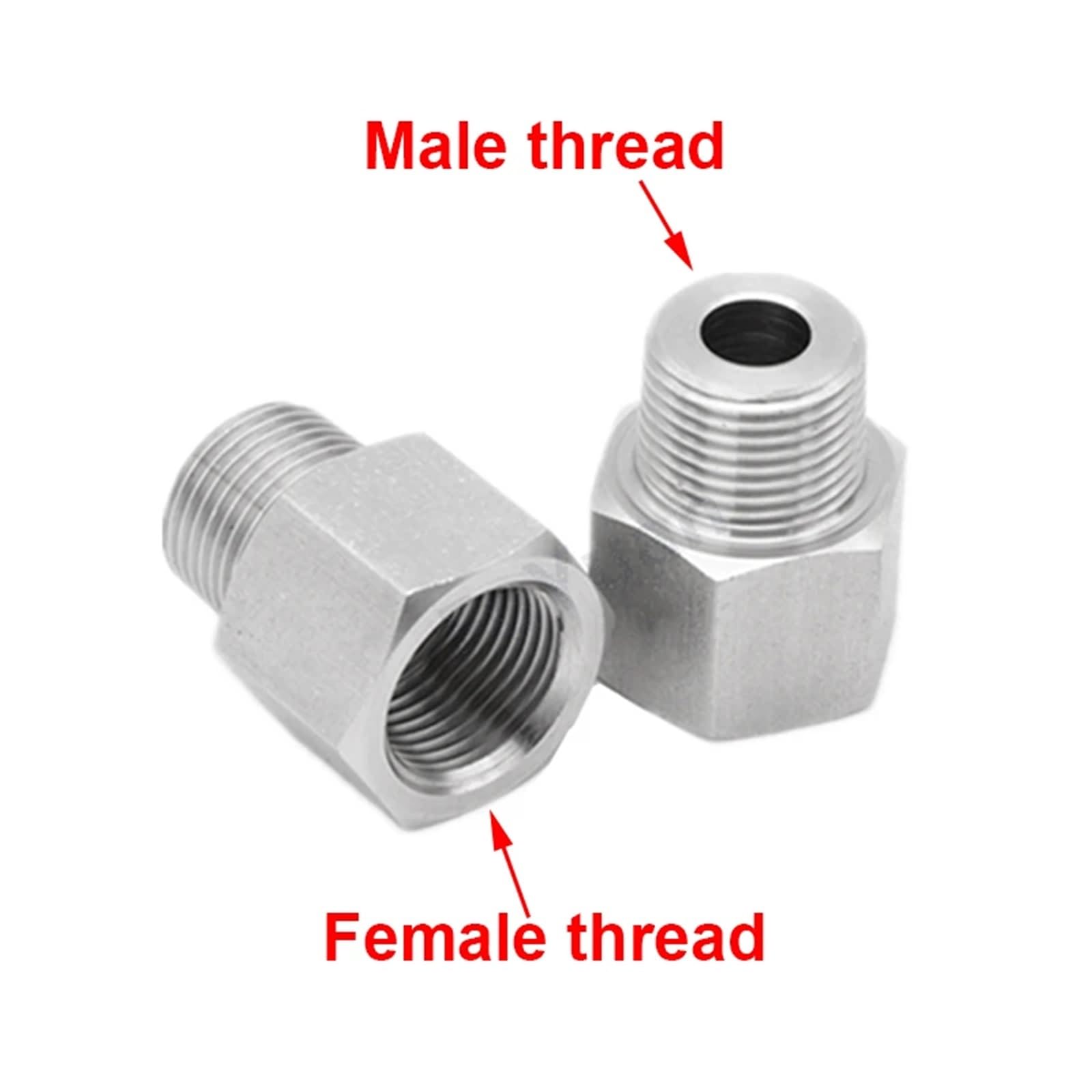 Raccordo di riduzione passante in acciaio inossidabile 1/8" 1/4" 3/8" 1/2" 3/4" 1" Adattatore filettato maschio-femmina M5-M27 20 MPa(Female M26,Male M22)