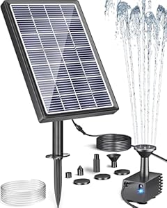 Biling Solar Springbrunnen für Außen mit Glas Panel, 3.5W Solar Brunnenpumpen Gartenbrunnen Wasserpumpe für Vogelbad, Solarbrunnen für Draussen mit 4ft Wasserleitung für Wasserspiel, Teiche