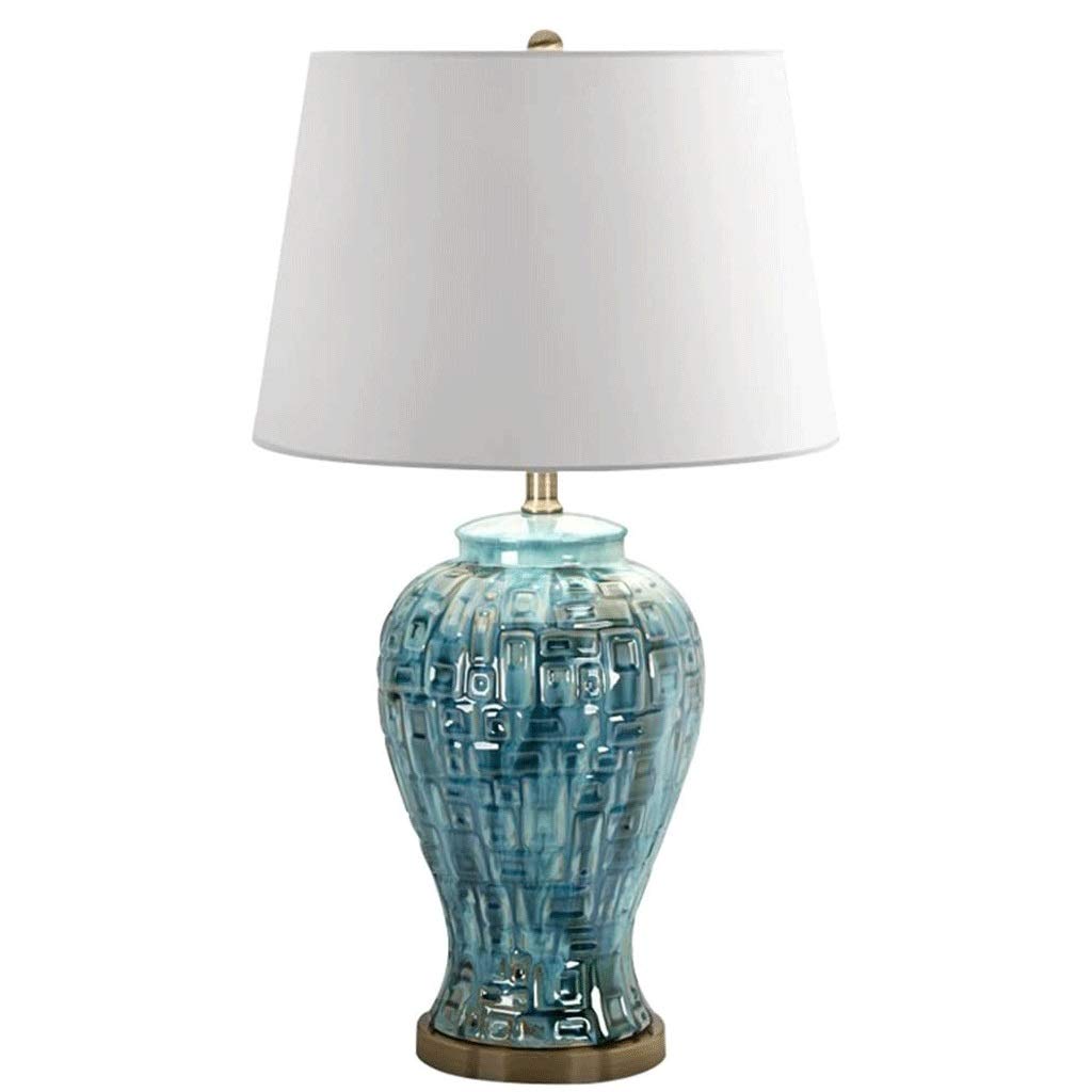 Ceramiczna lampa stołowa Nowoczesna śródziemnomorska prosta niebieska lampa stołowa do salonu sypialniana