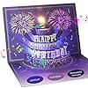 XTF2015 Happy Birthday Card, Lights & Music & Sound Fireworks Cake 3D Pop Up Birthday Card Gift with Envelope and Note Tag for Women, Men, Kids, Wife, Mom, Husband