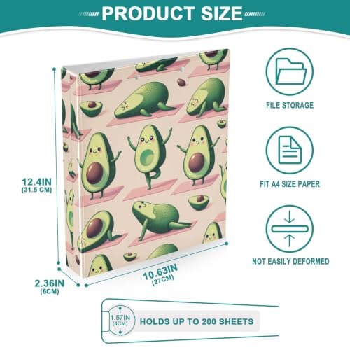 Classeur imprimé mignon vert avocat pour fournitures scolaires et de bureau - 5