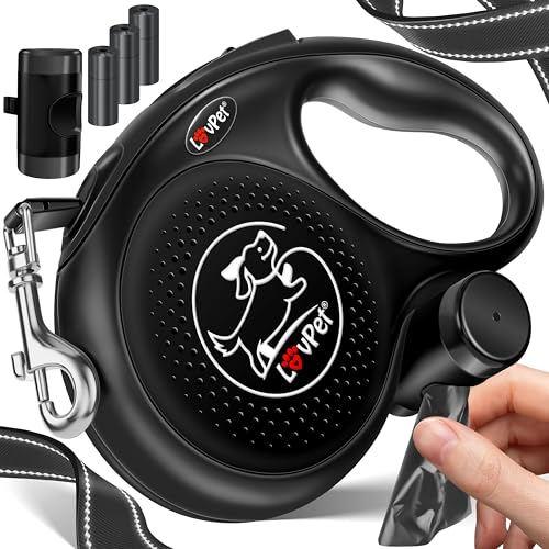 LOVPET Guinzaglio arrotolabile per cani 8 m | Guinzaglio ergonomico e antiscivolo | Jogging 360°