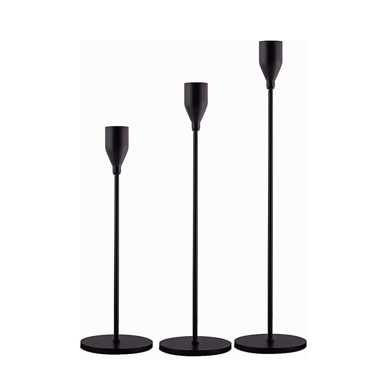 Candle Holders Set of 3 Black Candlestick Holders Taper Tall Candle Stand Fits 3/4 Inch Thick Candle for Romantic Wedding, Candlelight Dinner, Birthday Party, Table Centerpiece Decoration