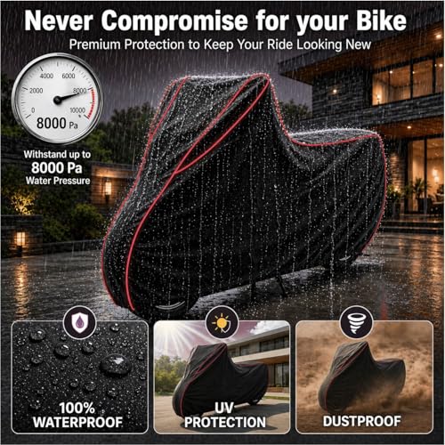 Image of Premium Bike Body Cover for Interceptor 650 100% Waterproof, Dustproof & Scratch Resistant| Fully Bottom Elastic UV Resistant Heavy Duty Body Cover | All Weather Outdoor Use
