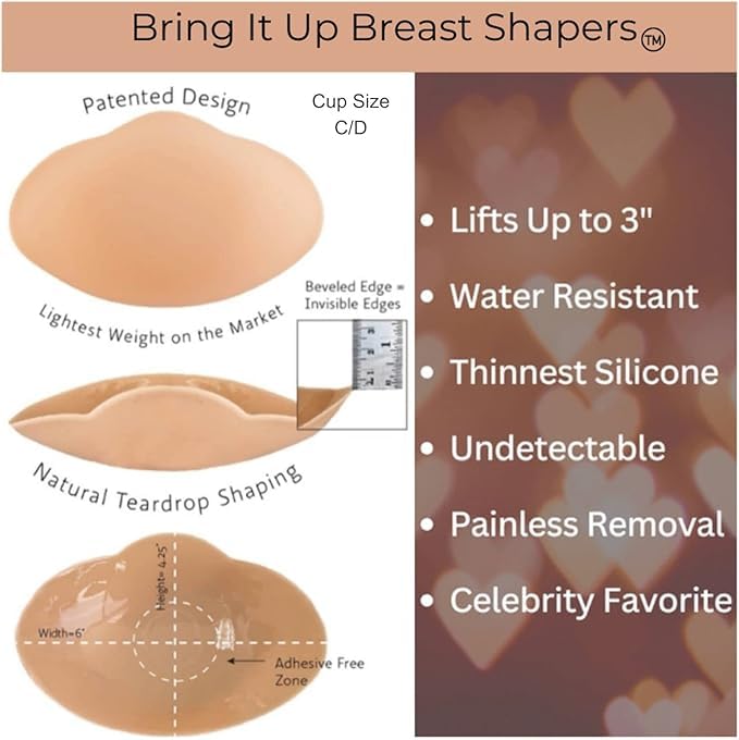 Push Up Sticky Bra, Breast Lifters, Breast Shaper, Adhesive Bra, Nipple Cover, Pasty, Cup Size DDD, Nude2