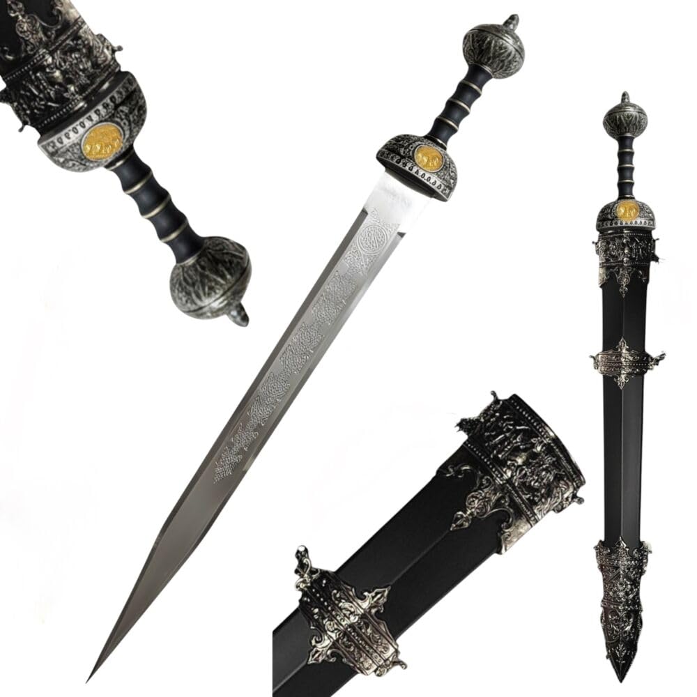 Schwert echt Metall Römisch Gladius 100% handgefertigt mit Scheide zur Dekoration oder als Geschenk
