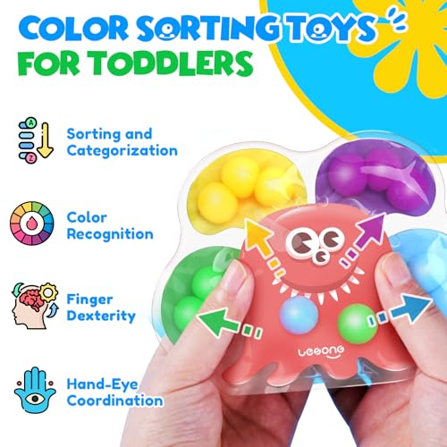 Image of Sensory Fidget Toys for Kids Toddlers: 4 Pack Color Sorting Sensory Toys for Autism Students Calm Down - Quiet Fidget Toys for Classroom Prizes Travel Games - Gifts for Party Favors