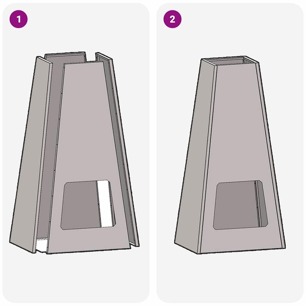 Feuerstelle Braun aus Wetterfeststahl 50 x 35 x 100 cm, kamin ofen feuerstelle schornstein optik für terrasse garten haus, outdoor wärme und deko