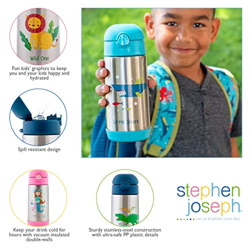 Image of Stephen Joseph Double Wall Ss BottleSnack - BPA, Phthalate and PVC-free, Easy Open with Snack Compartment, Leak-Proof Water Bottle with Cute Design for Girls & Boys (TRANSPORTATION)
