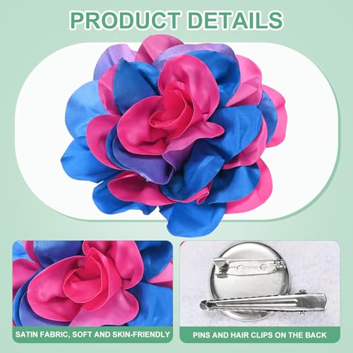 Image of M METERXITY Extra Large Rose Flower Brooches, Lapel Pins Dainty Satin Fabric Big Camellia Oversized Brooch Pin for Women