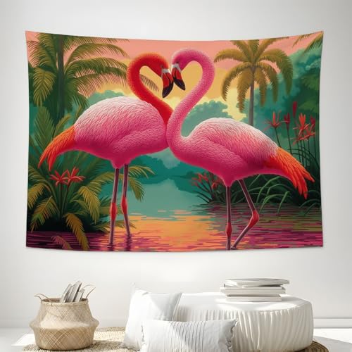 Tapisserie flamants roses jungle pour habiller un grand mur vide