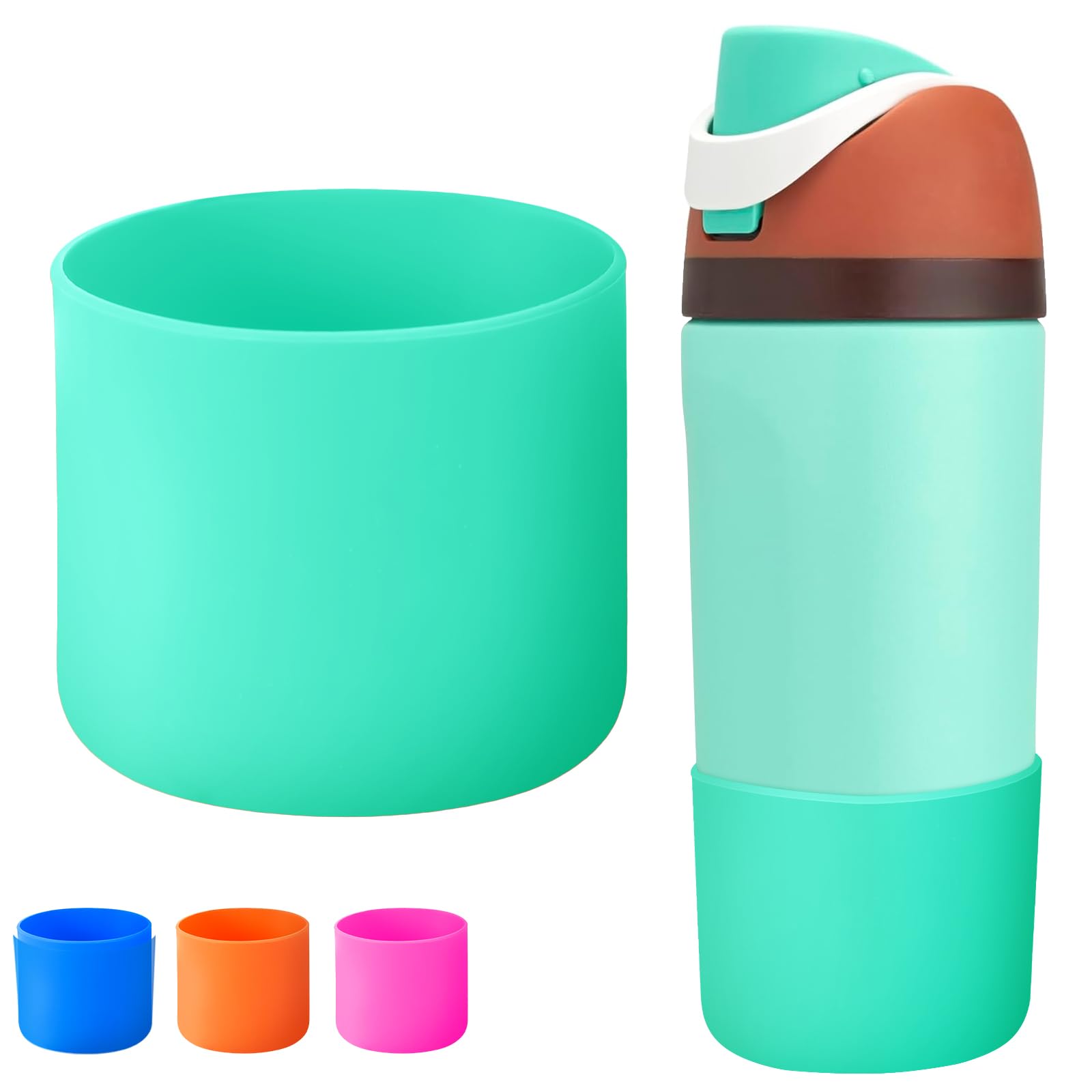 Silicone Boot for Owala Water Bottle 16oz 14oz 12oz, Anti-Scratch Anti-Slip No Noise Protective Sleeve Compatible with Owala Cup, Insulated Stainless-Steel Tumblers Bottom Boot for School(Green)