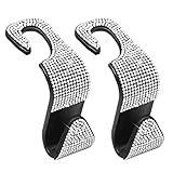 Bling Car Back Seat Headrest Hooks for Auto Organizer Hanger Storage Hook, 2 Pack Rhinestone Car SUV...