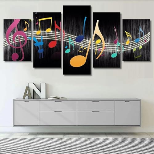 Tableau cuisine et salon pour amateurs de musique avec toile abstraite colorée