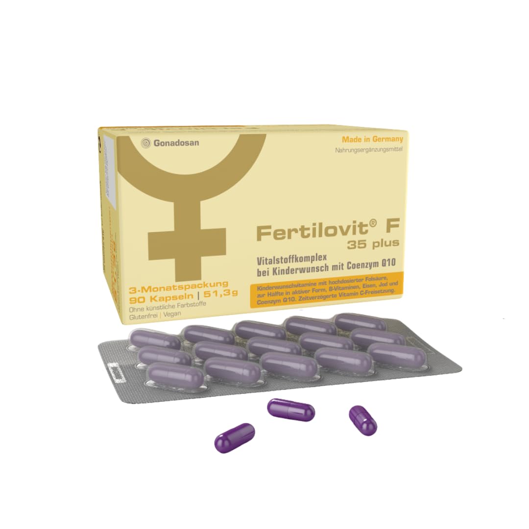 Fertilovit F 35 plus | Premium Kinderwunsch Vitamine mit Coenzym Q10 | ideal bei KIWU-Behandlung & für die Frau ab 35 | vegan | 3-Monatspackung | 90 Kapseln