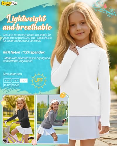 Image of 3 Pack Girls Sun Protection Swim Shirts UPF 50+ Long Sleeve Rash Guard Lightweight Quick Dry Hoodies with Thumbhole