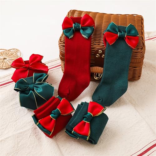 Baby Girls Socks Autumn Toddler Big Bow Knee High Long Soft Kids Christmas Sock Spanish Style Floor Socks(WZ2)3