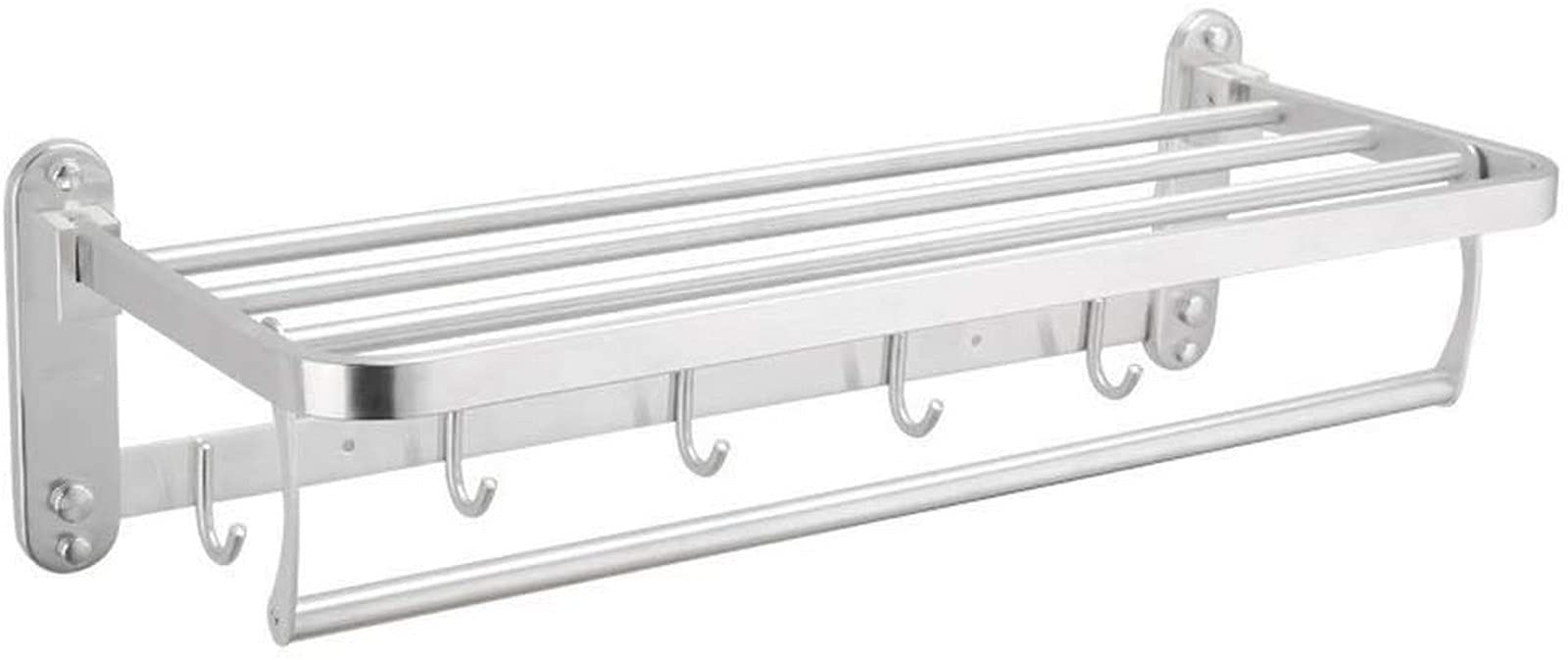 GONMDOPY Towel Rail,Bathroom Shelf Stainless-Steel Hotel Rack Wall Shelfs Bathroom Shelves Folding Hardware Wall Mounted Storage Organizer 60Cm