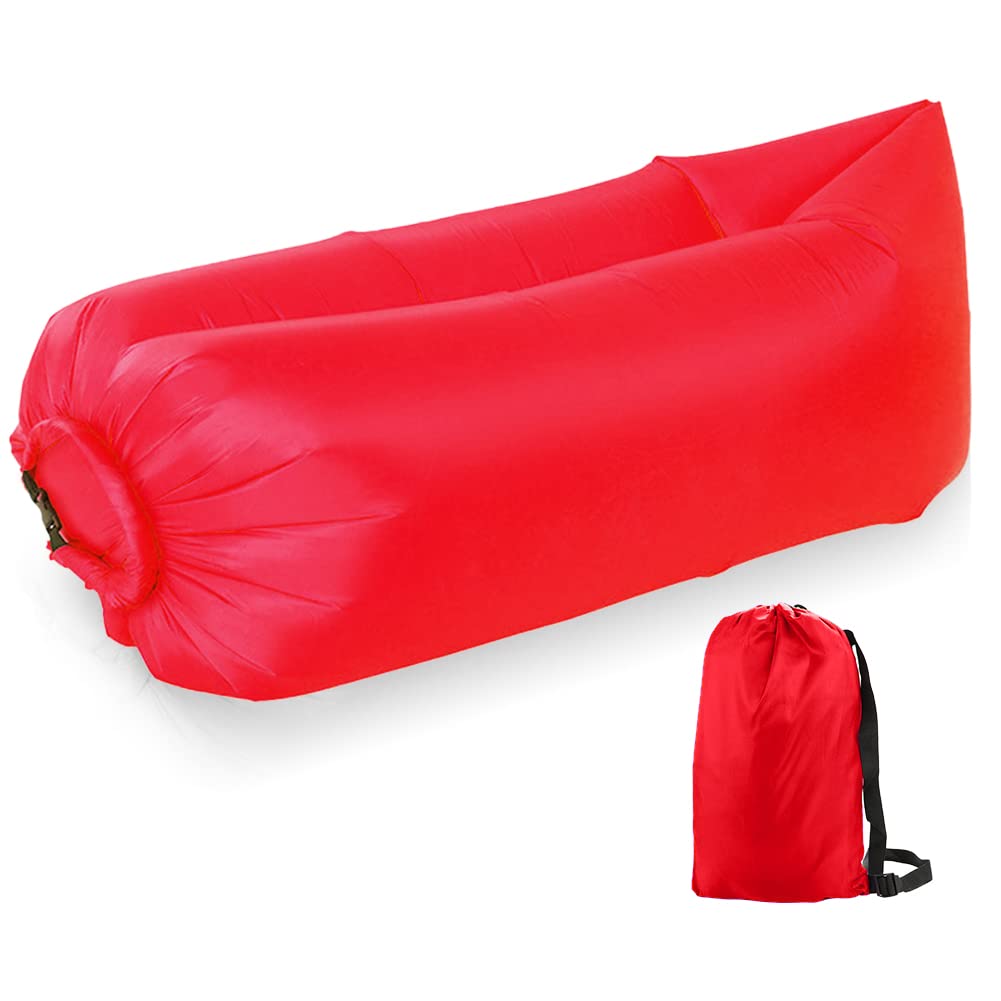 Gohytal Inflatable Air Sofa Lounger, Lazy AirSofa, Inflatable Couch Air Lounger Mattress Bed for Swim, Camping, Beach, Hiking, Park, Backyard, Pool, Picnics (Red)