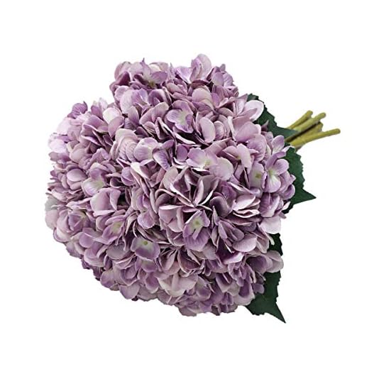 Tifuly Artificial Hydrangea Flower, 5 PCS Ramos de hortensias de Seda de Tallo Largo para Bodas, hogar, Hotel, decoración de Fiestas, centros de Mesa (Púrpura)