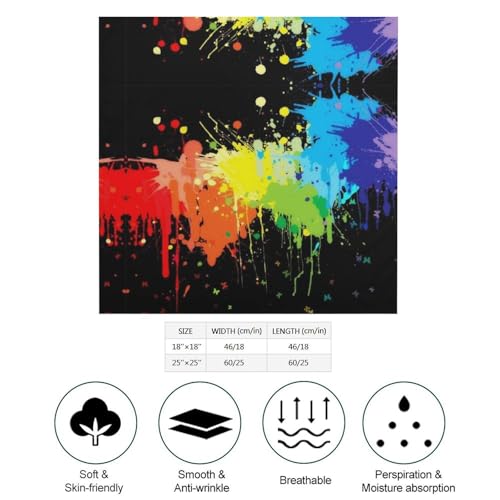 Rainbow of Neon Paint Splatters Bandana for Men Women Square Headscarf Handkerchief Silk Neck Scarf Headbands2