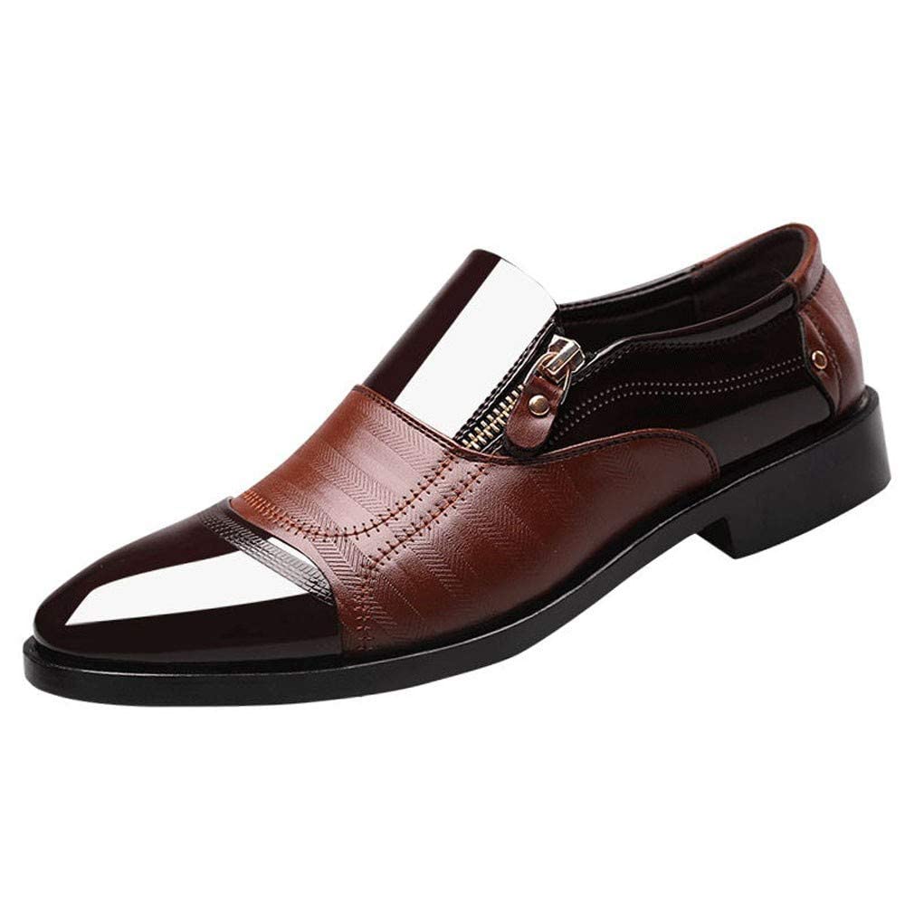 ZHOUYF Mens Dress Shoes Classic Business Wedding Formal Shoes Fashion Zipper Pointed Toe Breathable Leather Suit Shoes Casual