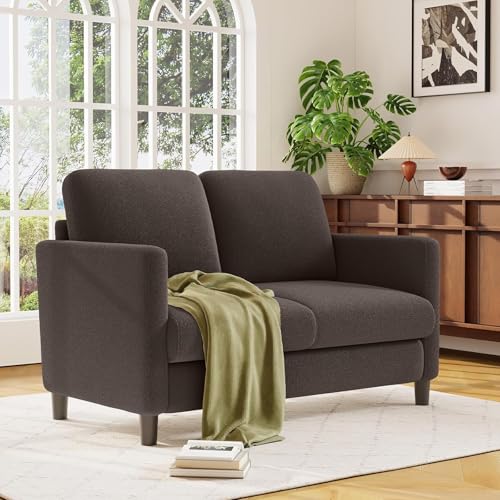 Listado de Sofás de dos plazas más recomendados. 50 Genérico Sofá de Dos plazas de 129 cm con Cojines - Salón Moderno y Minimalista - 2 Personas - Apartamento o casa, sofá pequeño para recámara (Marrón café)