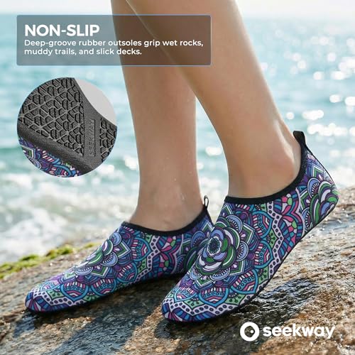 Image of SEEKWAY Water Shoes Women Men Adult Quick-Dry Aqua Socks Barefoot Non Slip for Beach Swim River Pool Lake surf Black SK002(U)