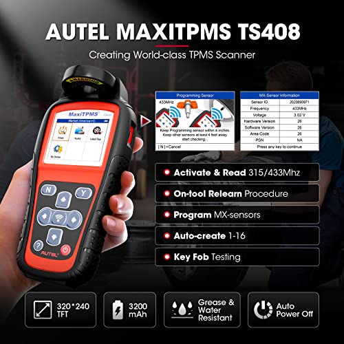 Autel MaxiTPMS TS408S Relearn Tool: 2025 OBD Programmming Scanner, Trigger OEM Universal 315, 433 Sensor, TPMS Reset, Diagnose, Read, Clear TPMS DTCs, Upgraded of Autel TS408, 401, Work as TS501 Pro