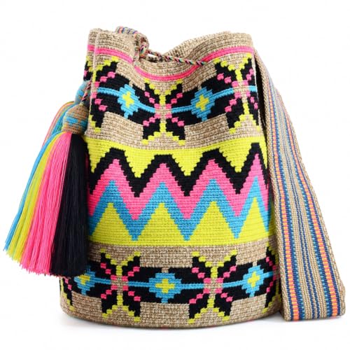 Image of WYOU Designer Collection Wayuu Hand-Crochet Woven Bag - Boho Crossbody, Colorful Purses for Women