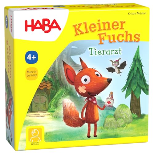 HABA Kleiner Fuchs Tierarzt – Würfelspiel für Kinder ab 4 Jahren – Spielerisch Tiere heilen mit Medikamenten & Würfeln – Fördert Empathie, 2–4 Spieler – 1302797001