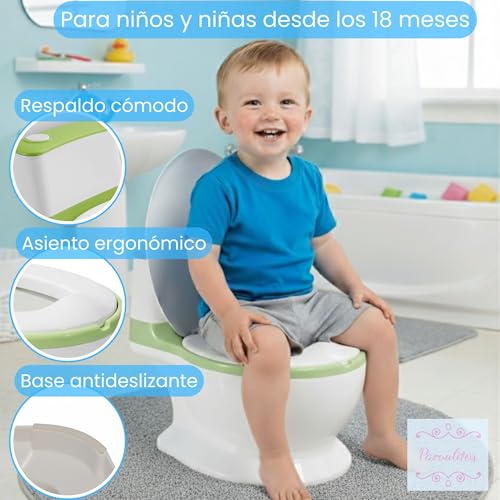 Miniatura 2 de Parvulitos Orinal Infantil Para Niños Y Niñas Desde Los 18 Meses - Cómodo, Estable Y Fácil De Limpiar Orinal Bebe Que Incluye Pegatinas Vater Para Niños Con Tapa Y Respaldo Wc Portátil Niños