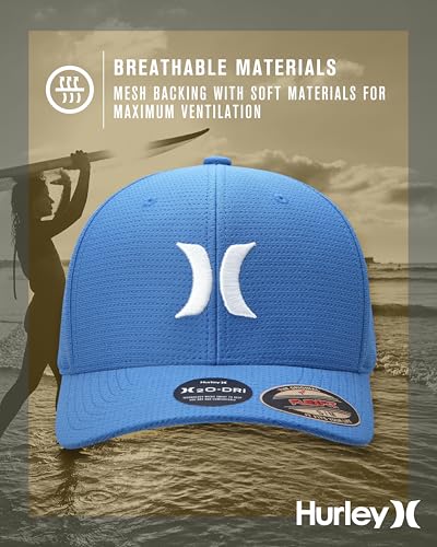 Image of Hurley Men's Baseball Cap - Lightweight Curved Bill H2O Dri Fitted Caps for Men