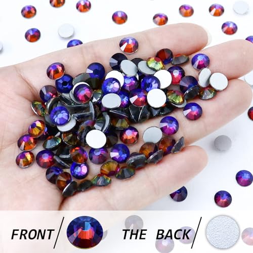 Image of 1440PCS SS3 Crystal Glass Flatback Rhinestones, Round Flat Back Crystal Gems for Nail Art and Craft Clothes, Glue Fix Diamond Stones Blue Flame (1.3-1.4mm)