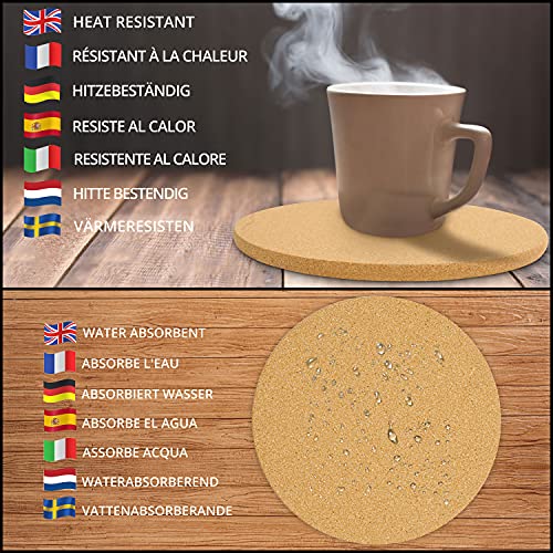 Belle Vous Salvamanteles para Ollas Calientes Redondos de Corcho (Pack de 4) 21,6 cm de Diámetro,1 cm de Grosor… - Imagen 5