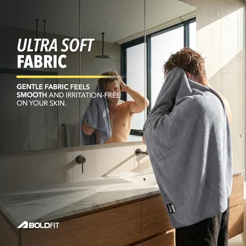 Image of Boldfit Gym Towel for Men & Women, Quick-Dry Hand, Face & Bath Towels for Gym, Shower & Travel, Ultra Soft Absorbent Reusable Towels for Sweat & Water, Compact Portable Eco Friendly Everyday Use Towel