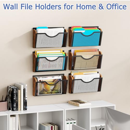 Sbanmao 3 Pack Wall File Organizer, Metal Mesh Hanging File Folder Holder for Letter/A4 Size Folders, Wall Mounted File Holder, Mail Organizer for Office Home Classroom Paper, Document Organization - Image 5