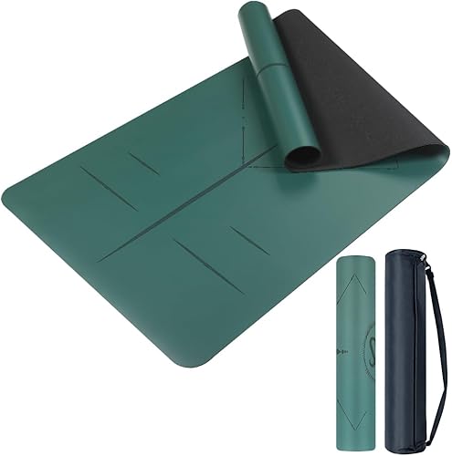 Miniatura 10 de Esterilla de yoga de goma natural, antideslizante, no tóxica, 2.835 x 1.055 x 0.197 in, yoga caliente, pilates, entrenamiento en el suelo