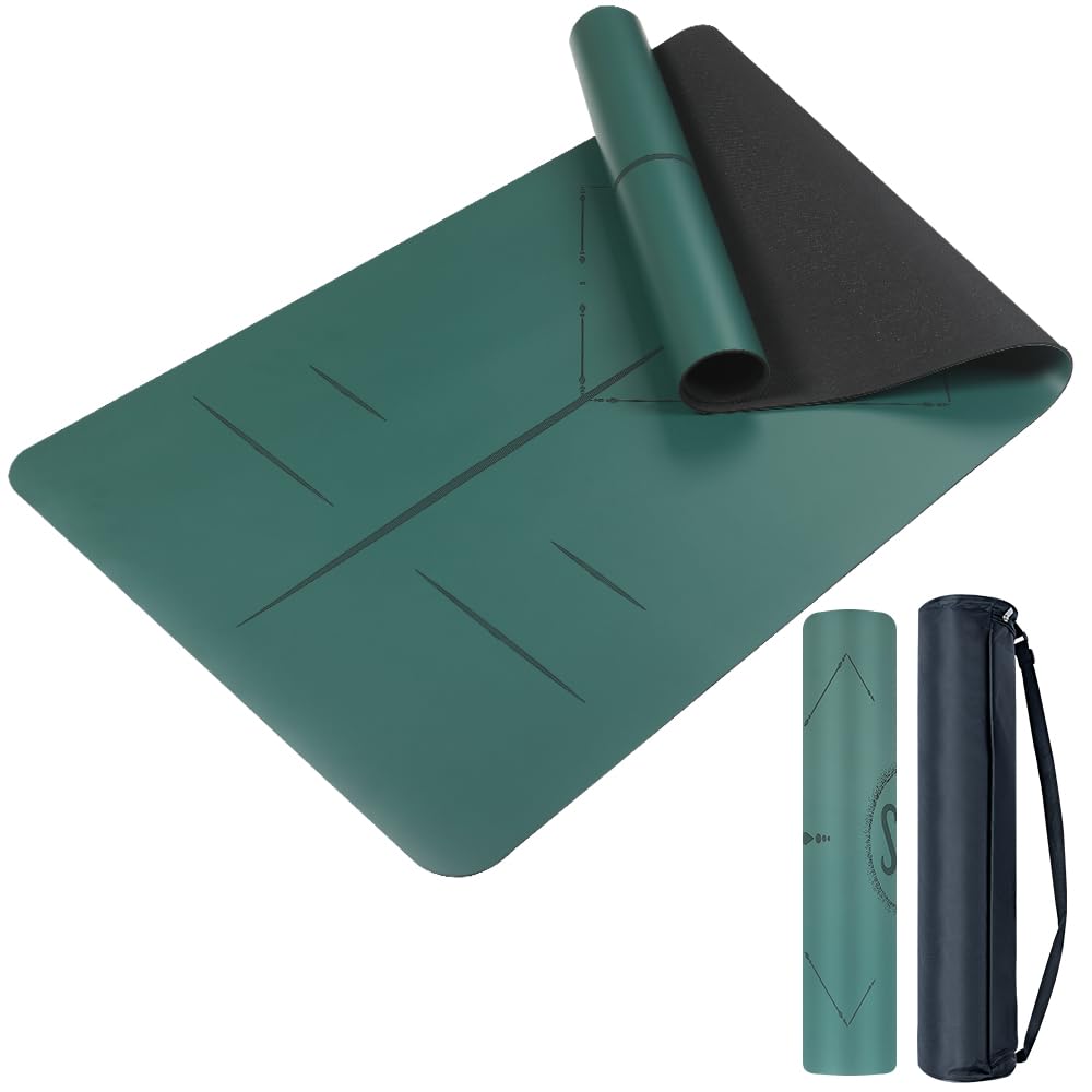 Natural Rubber Yoga Mat - Non Slip Non Toxic - 5mm Thick Yoga Mat for Hot Yoga Pilates