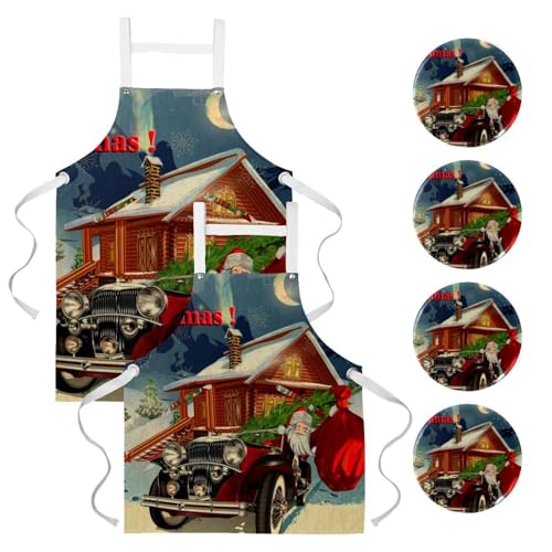 Tablier de cuisine pour nettoyage de la maison et pâtisserie lot de 2 avec broches