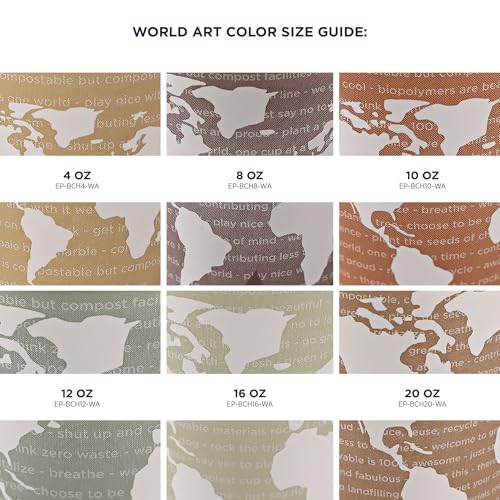 image for ECO PRODUCTS Compostable Disposable World Art 12oz Large Coffee Cups, 