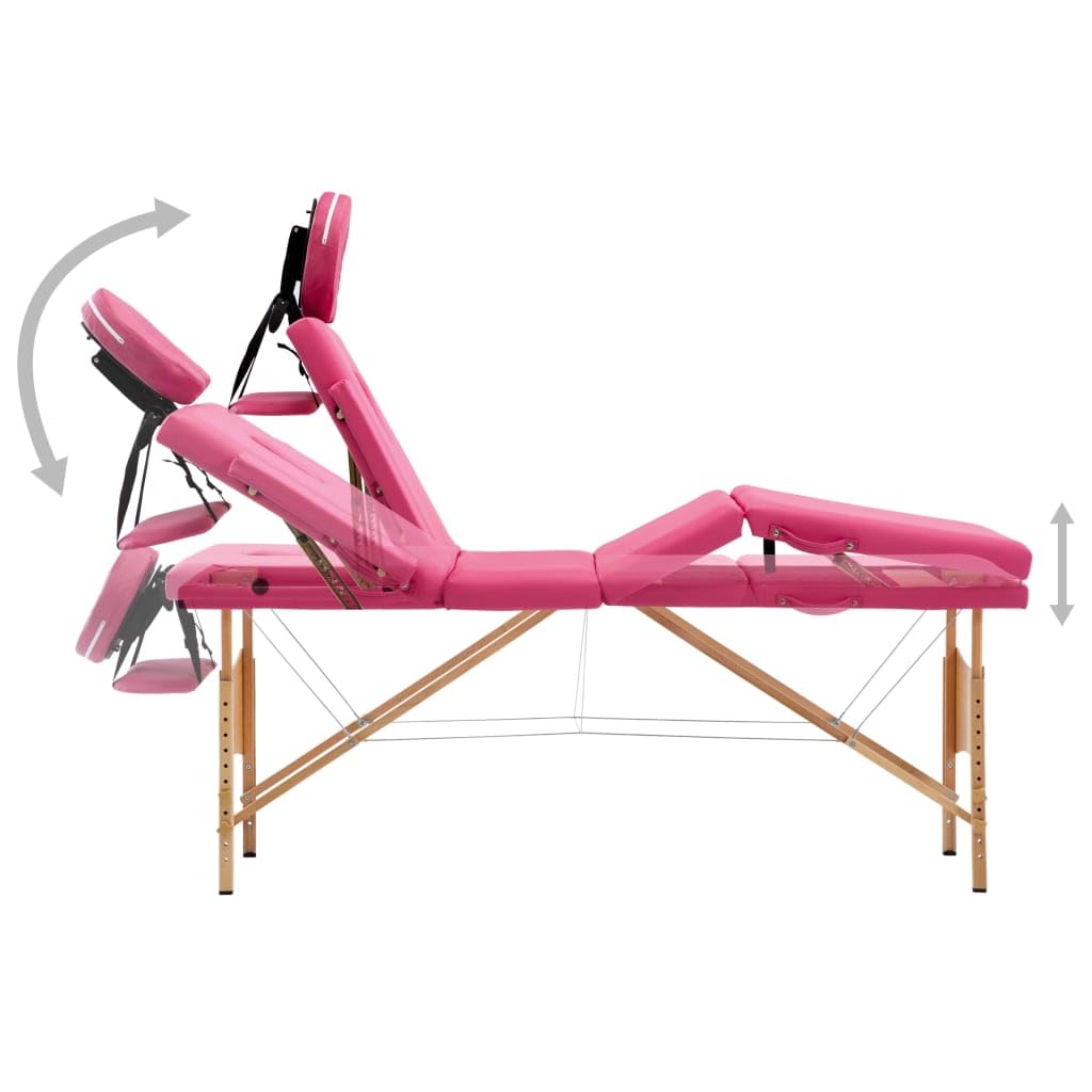 Massageliege Klappbar 4-Zonen mit Holzgestell Rosa,Gesundheit & Schönheit,Körperpflege,Massage & Entspannung,Massagetische,Rosa,24.8 kg-110191