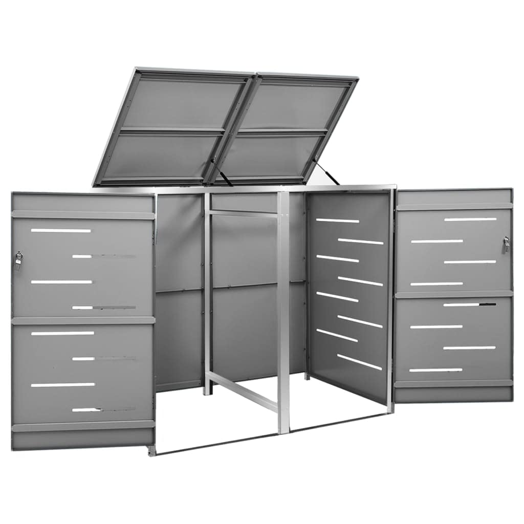 KOIECETA Mülltonnenbox für 2 Tonnen Abschließbar Rostfrei Müllbox Mülltonnenverkleidung Mülltonne Müllcontainer Gartenbox 138x77,5x115,5cm Edelstahl Anthrazit