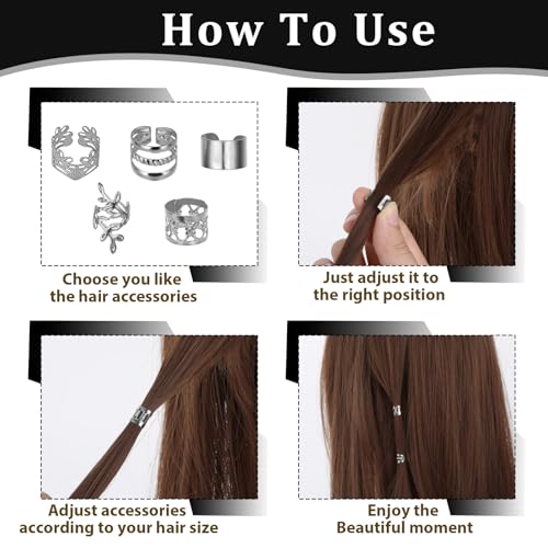 50 piezas de joyería plateada para cabello y trenzas miniatura 6